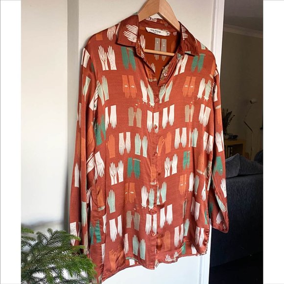 Nice Things Woodland Print Long Sleeve Blouse - Picture 2 of 8